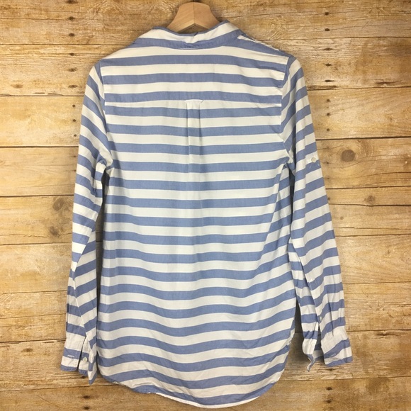 J. Crew Striped Blue White Pull Over Top Sz 4 - Picture 5 of 5